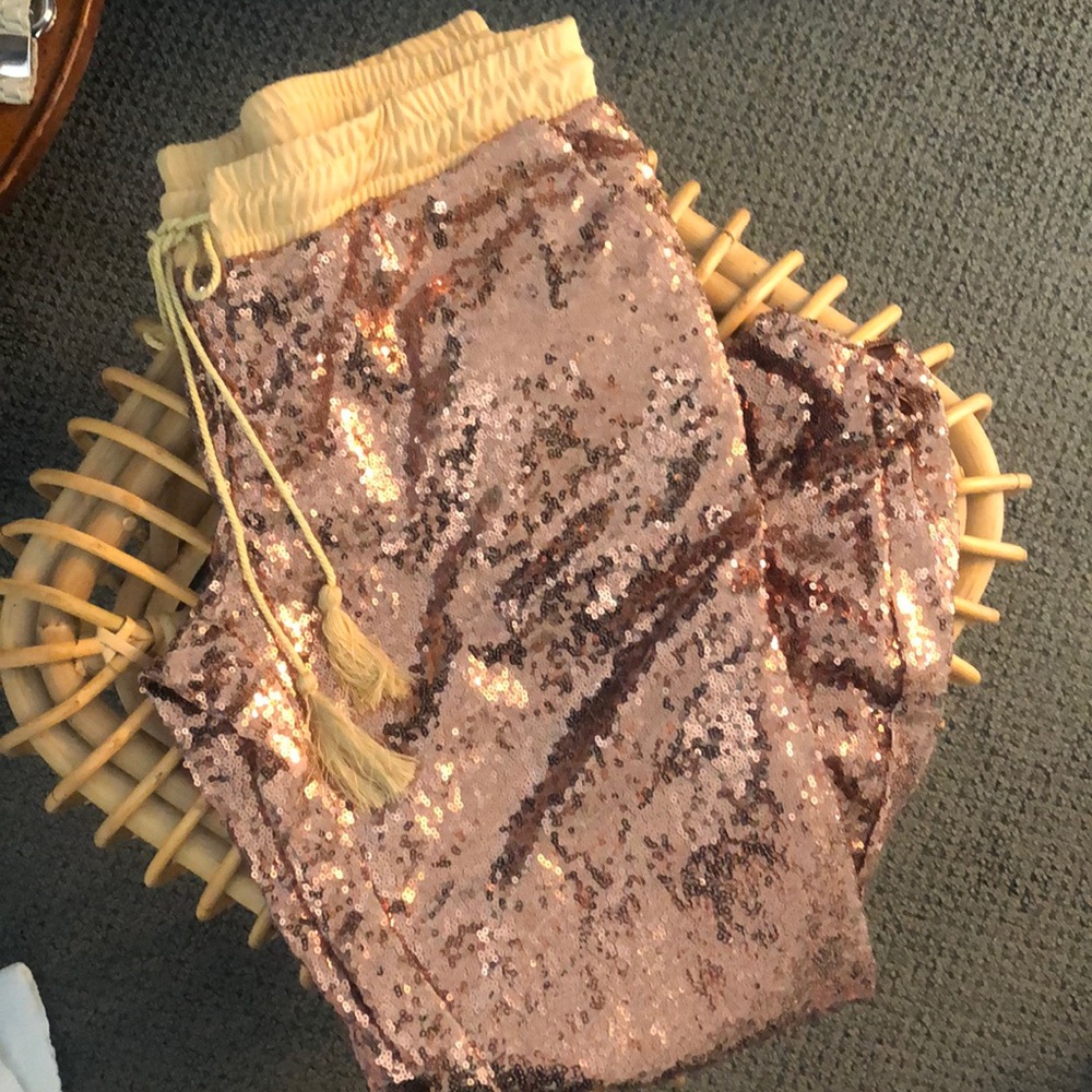 Rose gold sequin joggers pants